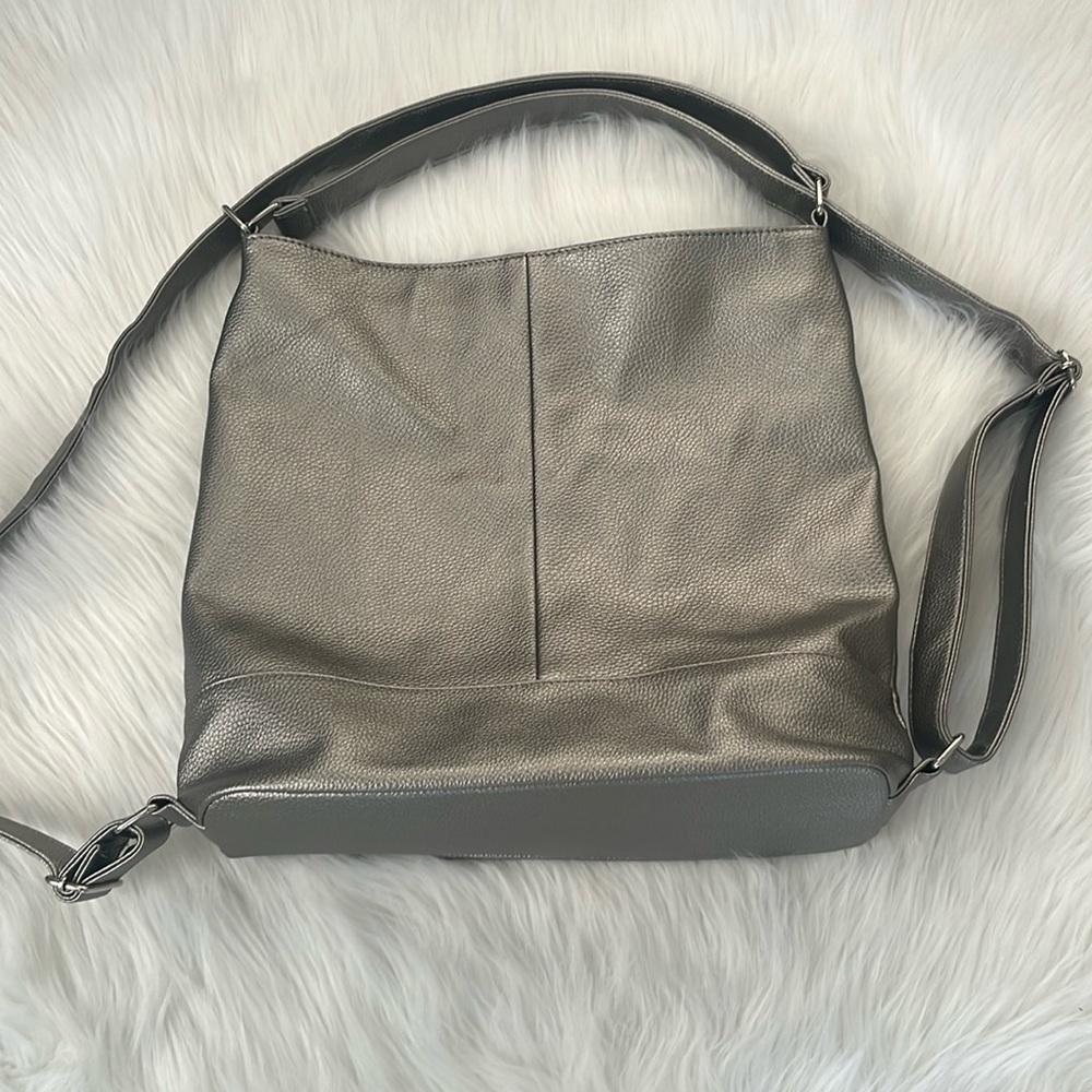 Silver Metallic Backpack Bag Purse Organizer Resort Bag